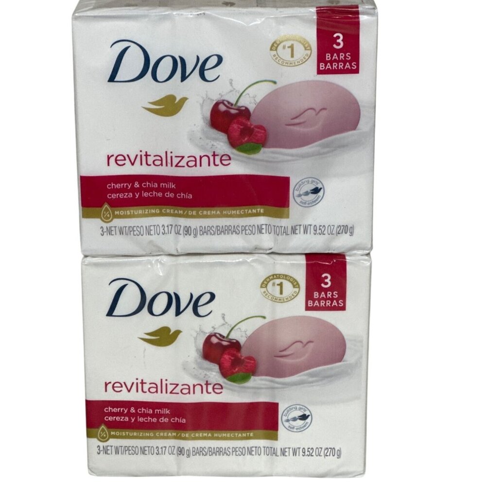 Dove Revitalizante Cherry & Chia Milk Beauty Bar Soap 3.17 Oz 3-Pack 6 bars